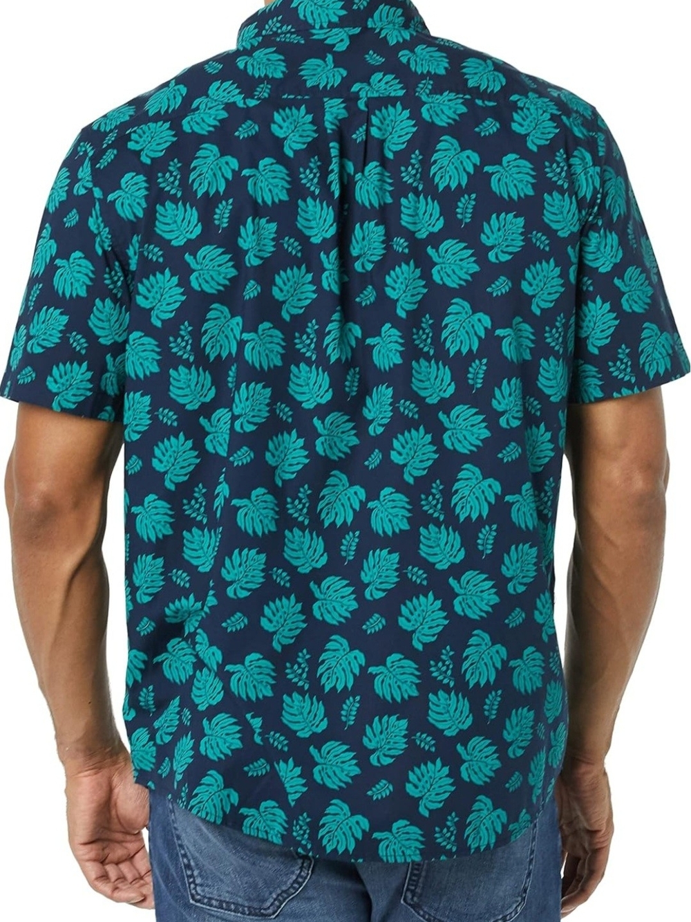 Men's Vacation Cotton Button-Down Short Sleeve Resort Shirt Slim Fit - Picture 2 of 5